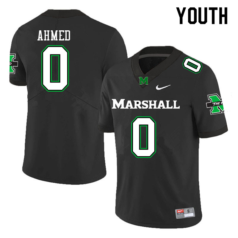 Youth #0 Shadeed Ahmed Marshall Thundering Herd College Football Jerseys Sale-Black - Click Image to Close